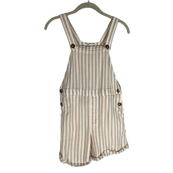 Hollister white tan stripe short overalls shortalls size XS - Picture 1 of 6